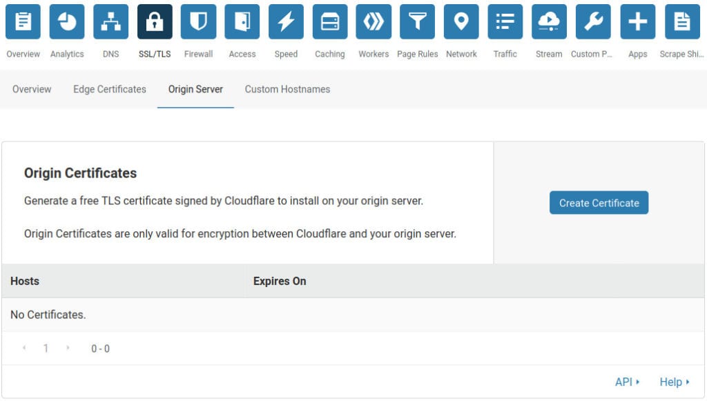 Cloudflare create origin certificate
