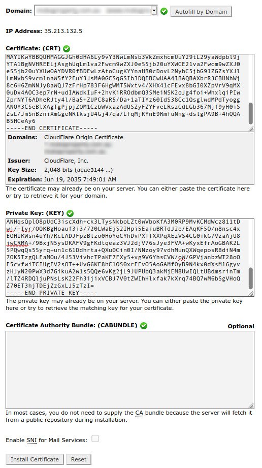 installing siteground certificate in cpanel